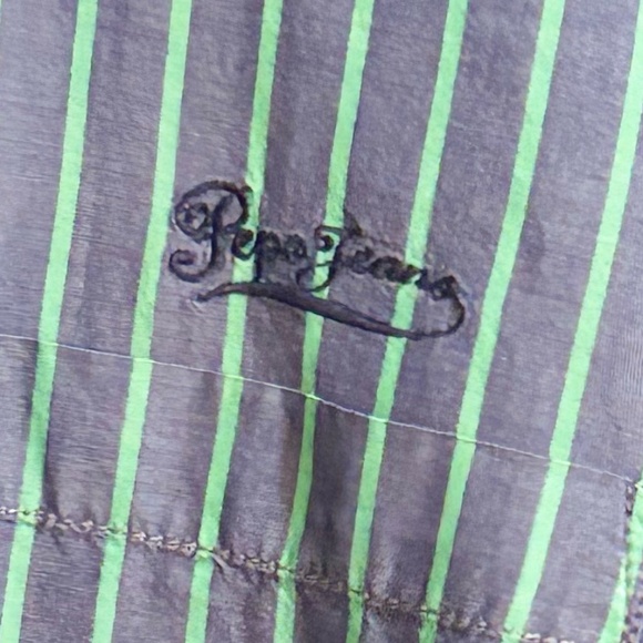 $15⚡️Vintage Pepe Jeans Purple Cotton Button Up Dress Shirt Green Stripes - Picture 5 of 15